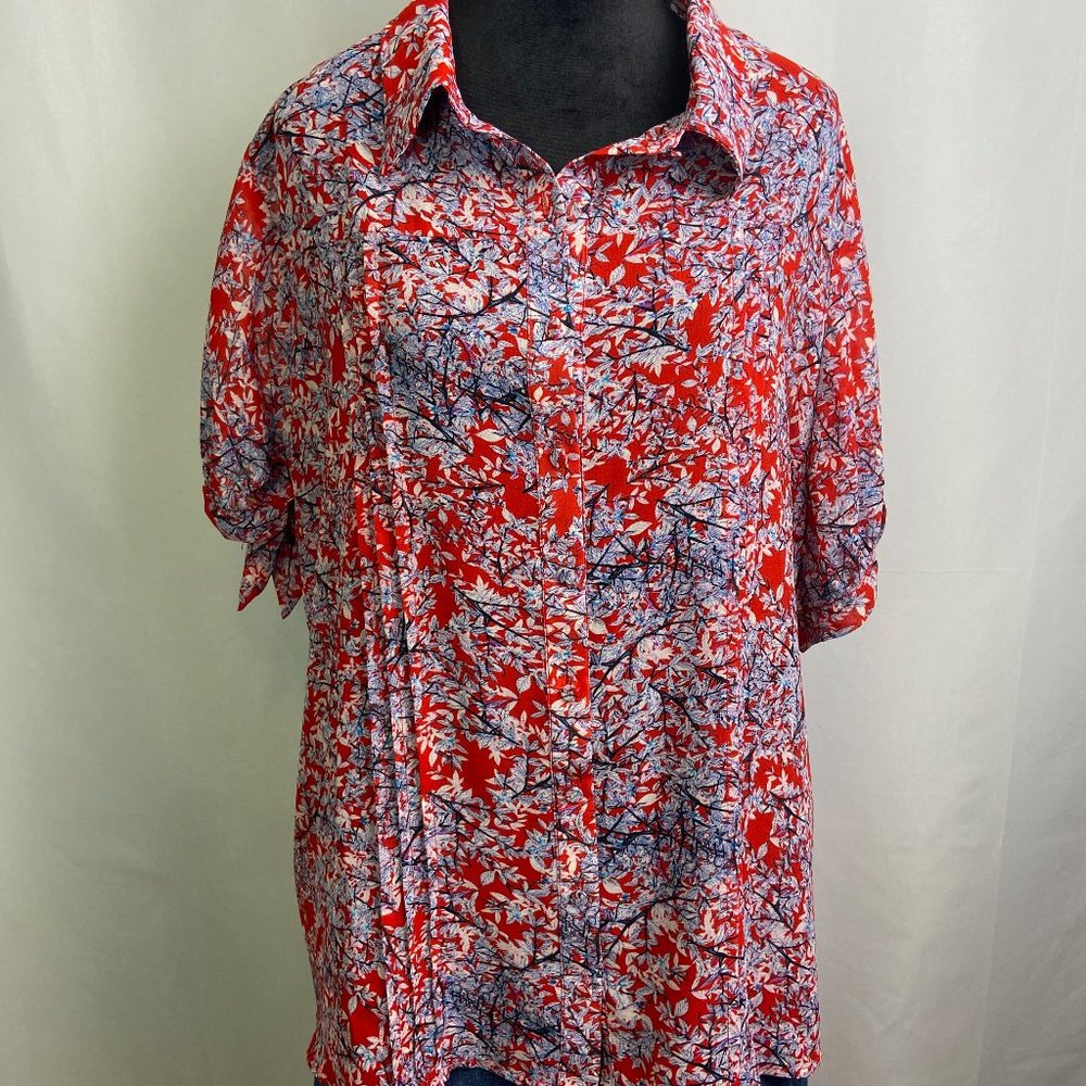 Unique Vintage Plus Size Red Print Colvin Blouse
